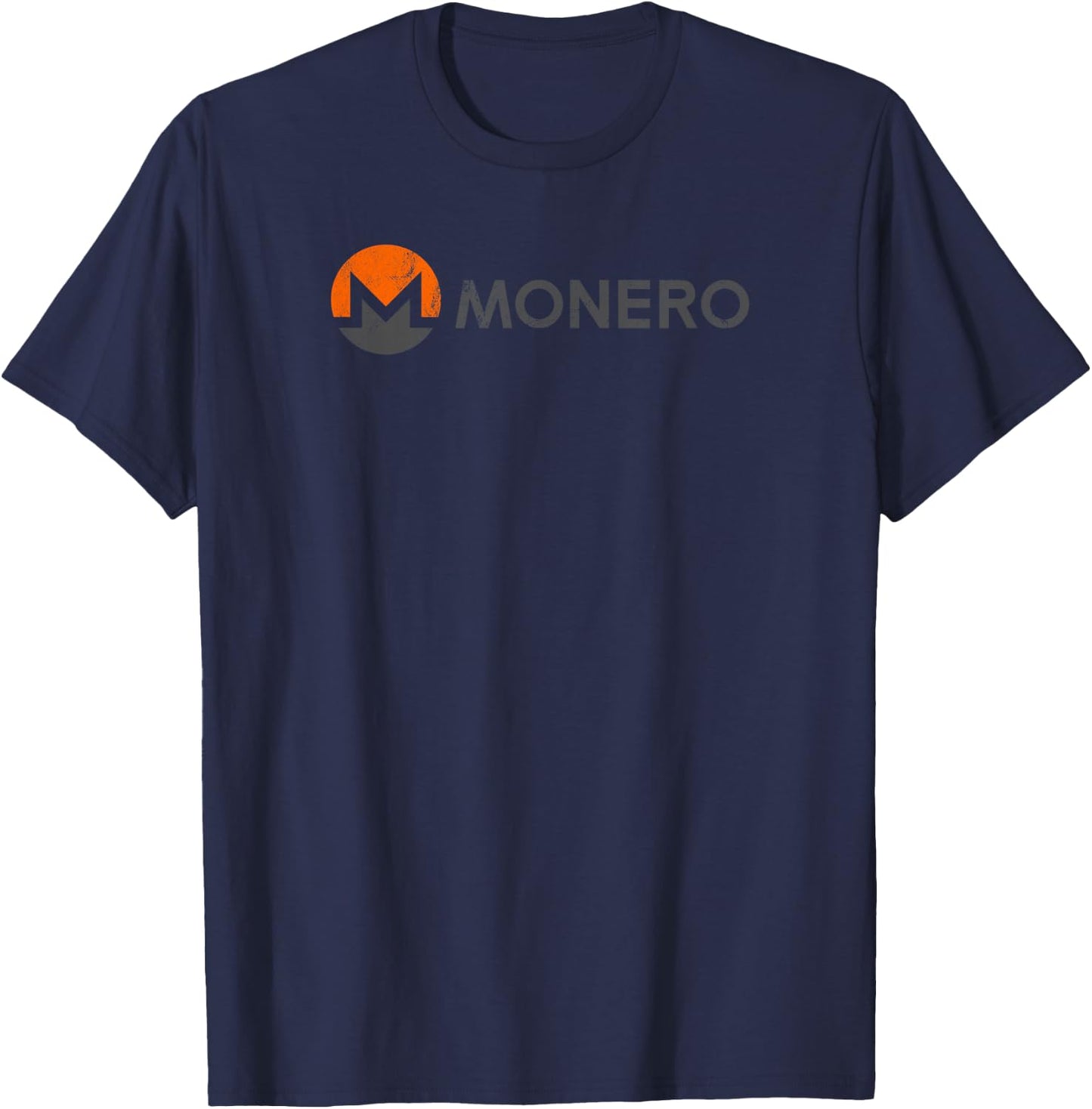 Monero Logo and Text Vintage Distressed Style T-Shirt - T-Shirt | Navy