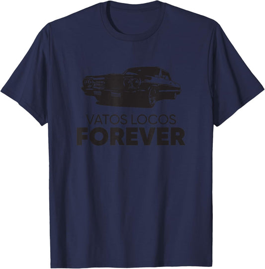 Latino Fun Vatos Locos Forever - Men's Grey Classic Fit Short Sleeve - Small T-Shirt - T-Shirt | Navy