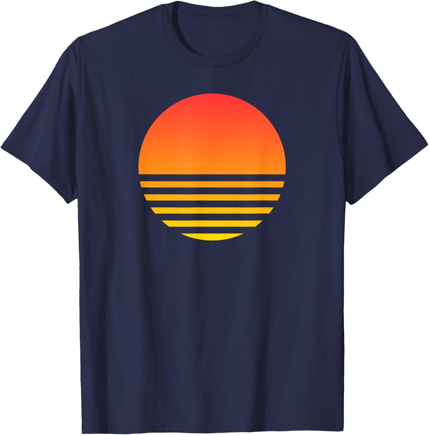 Cool Sunset Summer Beach Surf 80s Retro Vaporwave Aesthetic T-Shirt - T-Shirt | Navy
