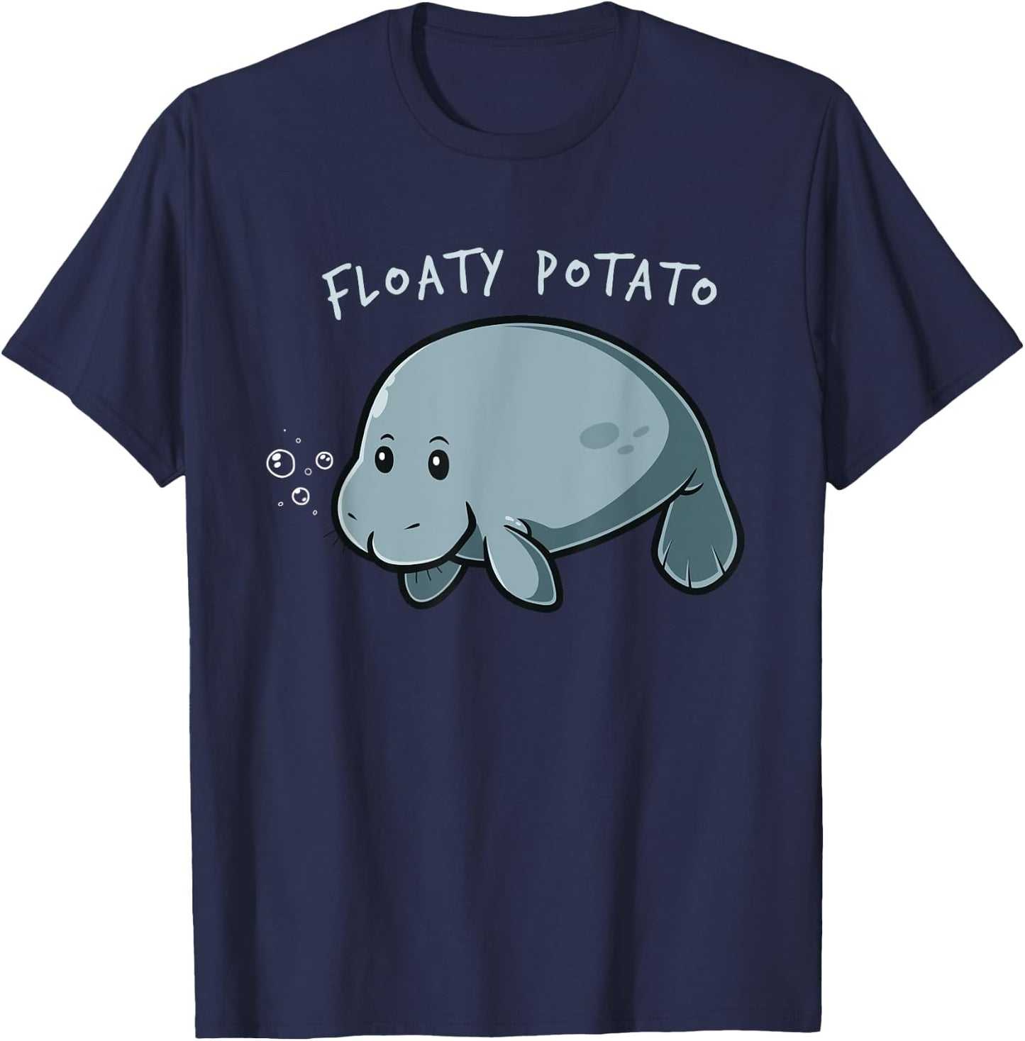 Floaty Potato Funny Manatee Shirt Sea Animal Gift T-Shirt - T-Shirt | Navy