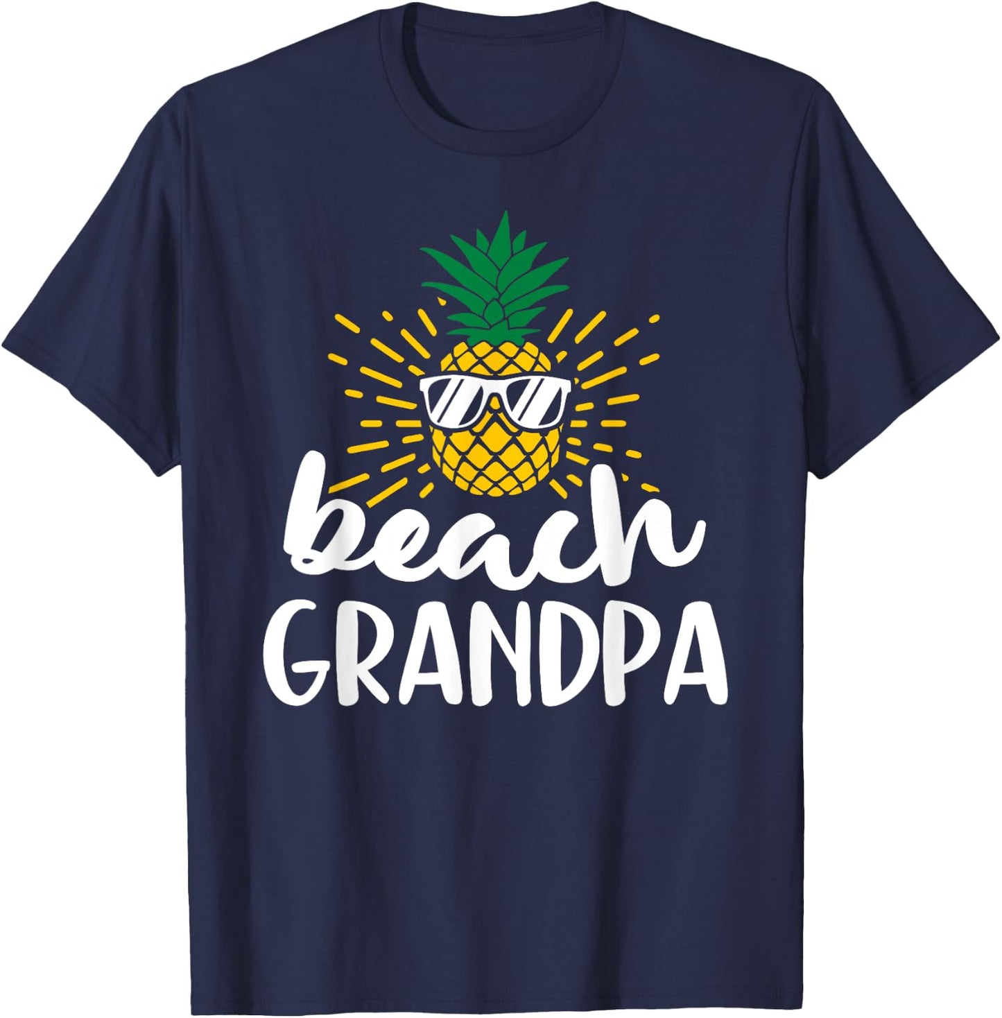 Beach Grandpa Tropical Summer Vacation Beach Pineapple T-Shirt - T-Shirt | Navy