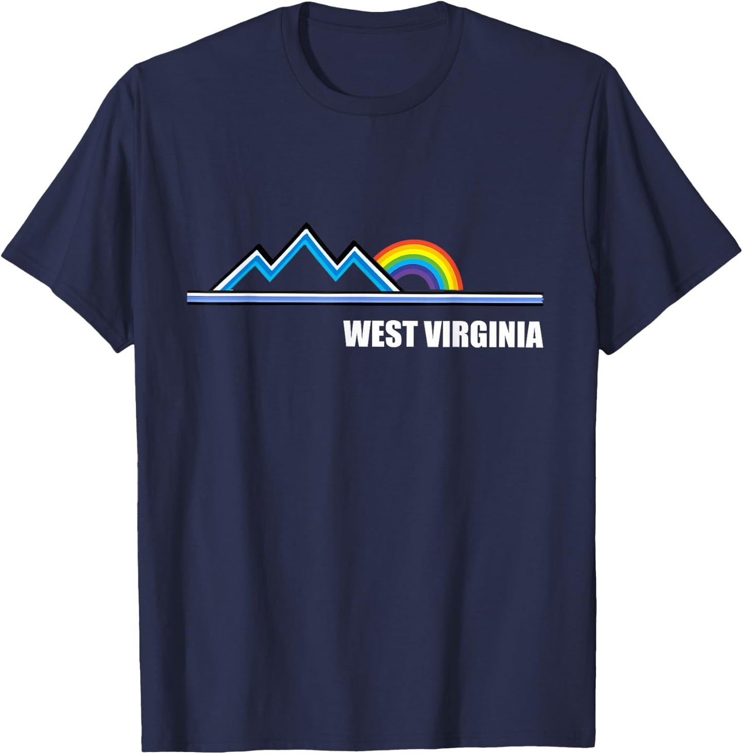 Retro West Virginia T Shirt Vintage Rainbow Mountains T-Shirt - T-Shirt | Navy