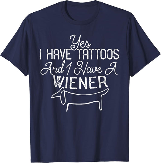 Funny Weiner Dog T Shirt, Dachshund, Doxie, Tattoos and Dogs T-Shirt - T-Shirt | Navy
