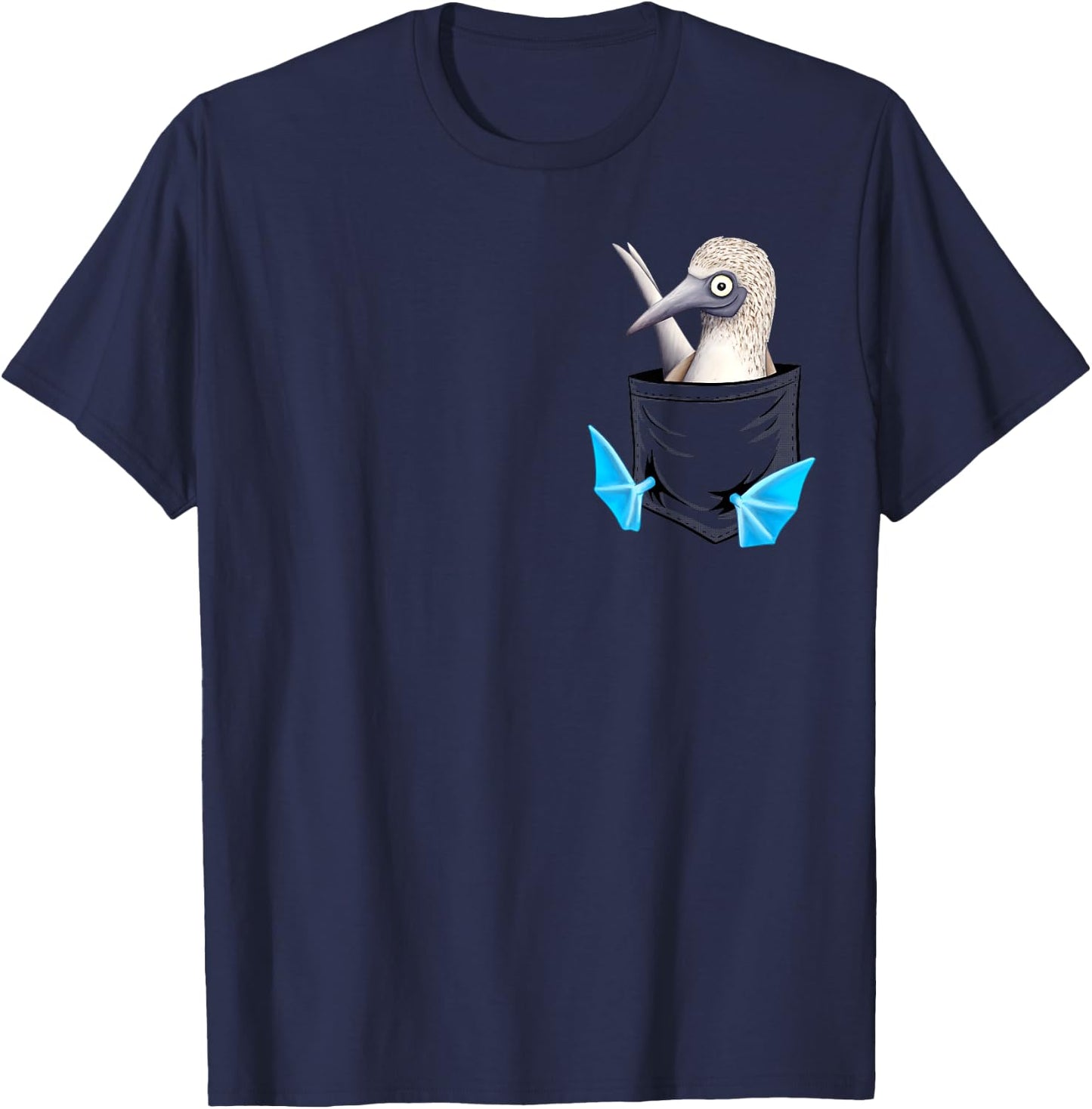 Skizzenmonster Quirky Seabird Gifts Blue Foot Booby Pocket T-Shirt - T-Shirt | Navy