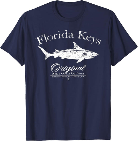 Florida Keys T Shirt Shark Key West Marathon Key Largo T-Shirt - T-Shirt | Navy