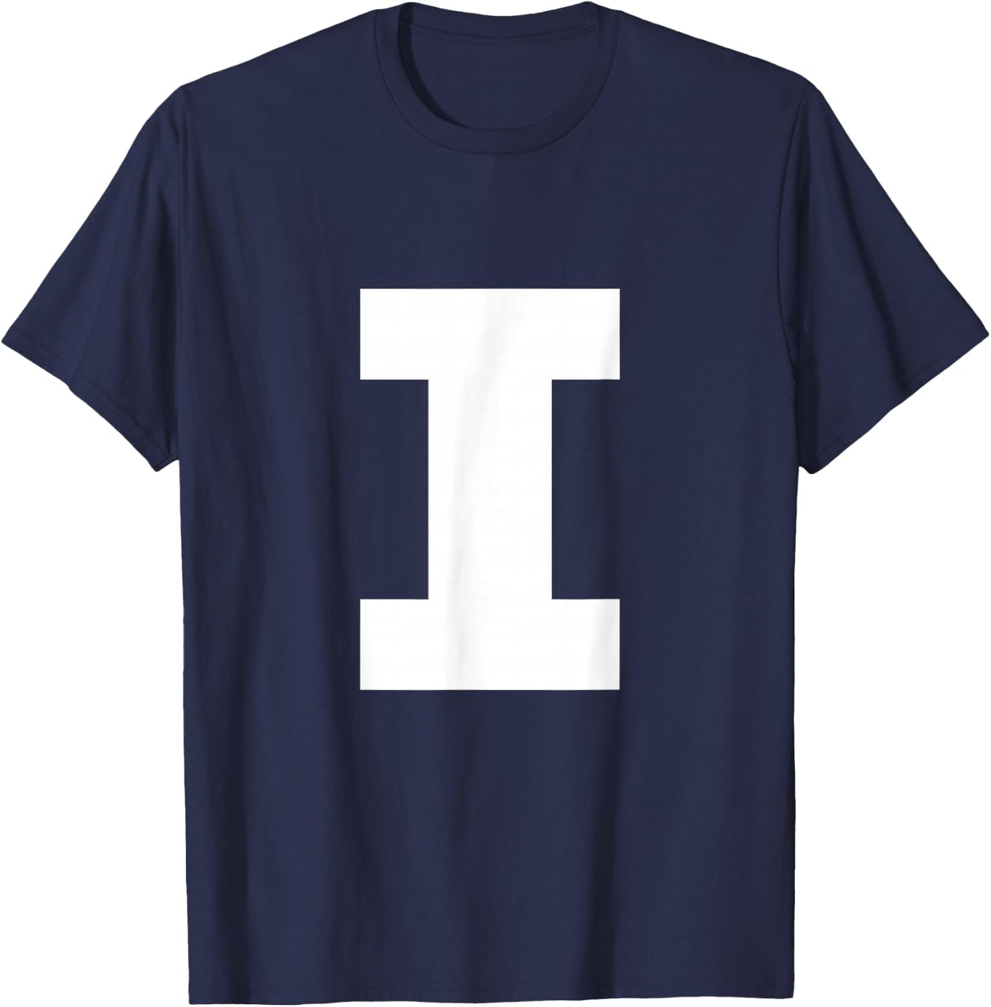 Letter I Capital Alphabet Monogram Initial T-Shirt - T-Shirt | Navy