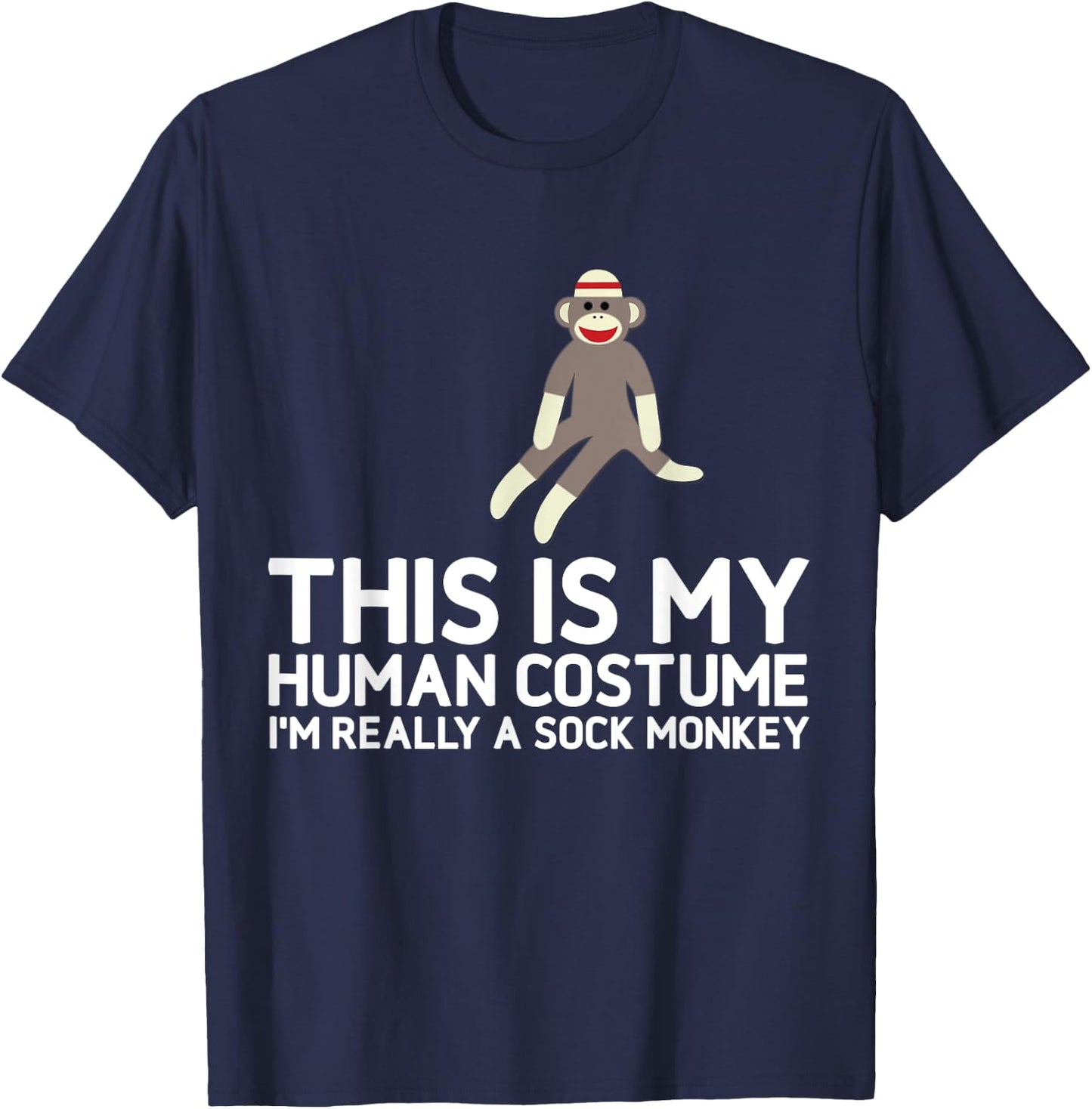 Funny Sock Monkeys for Sock Monkey Lovers Human Costume T-Shirt - T-Shirt | Navy