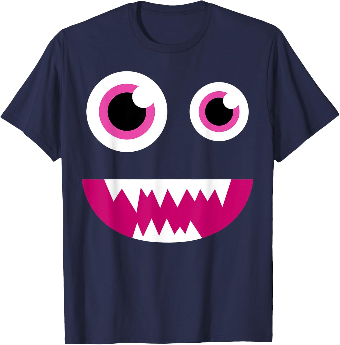 Cute Eye Monster Face Smile Funny Halloween Kids Man Women T-Shirt - T-Shirt | Navy