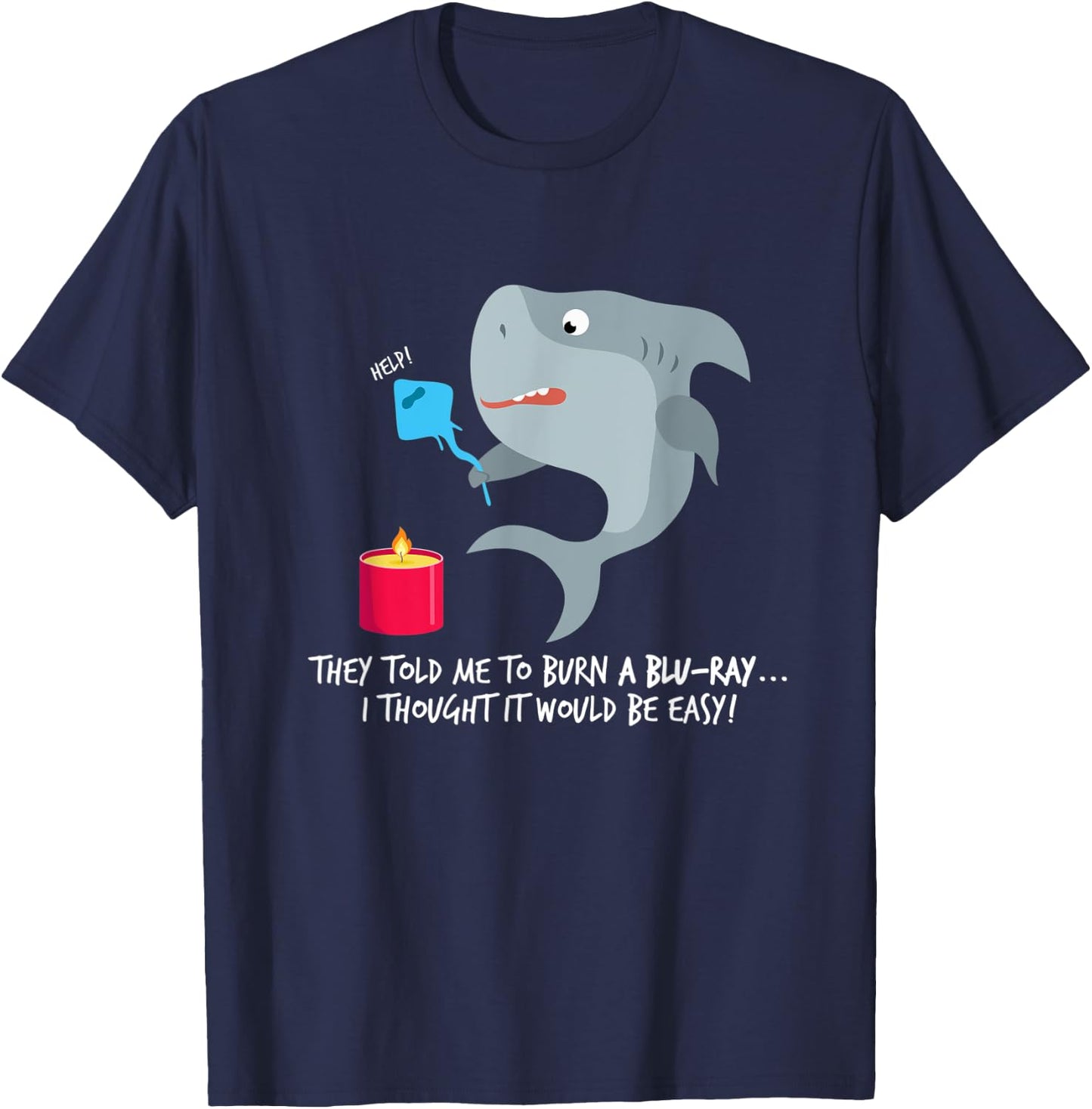 Funny shark and Blu-ray T-Shirt - T-Shirt | Navy