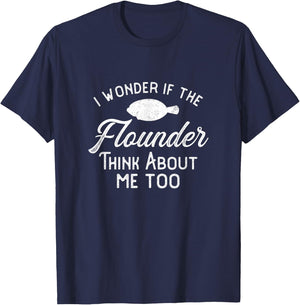 Funny Flounder Fishing Gigging T-Shirt - T-Shirt | Navy