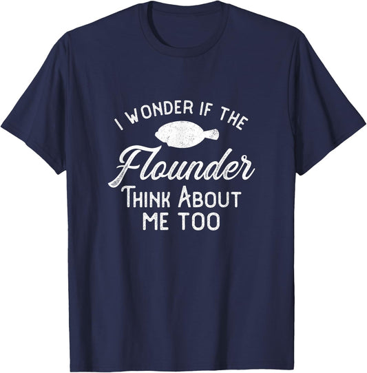 Funny Flounder Fishing Gigging T-Shirt - T-Shirt | Navy