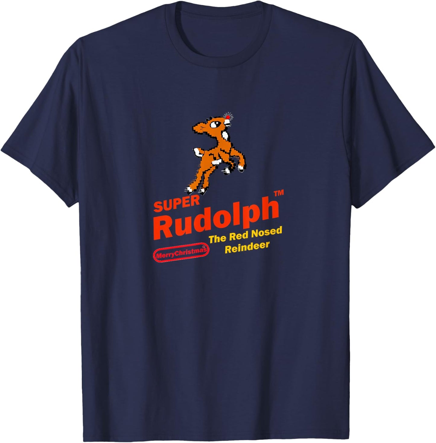 Burt's Shirts:"Super Rudolph""Rudolph""Video Game Rudolph" T-Shirt - T-Shirt | Navy