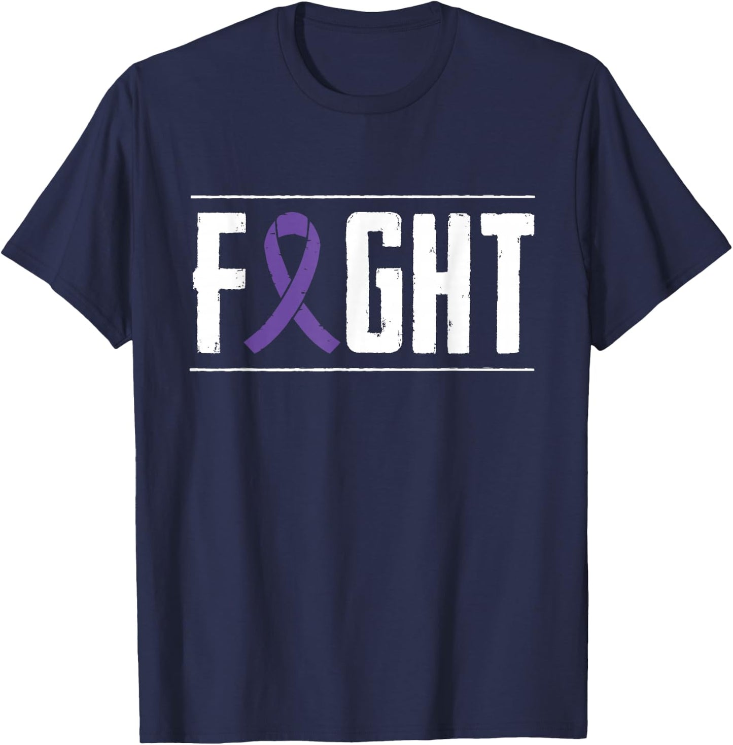 Pancreatic Cancer Fight Cancer Ribbon T-Shirt - T-Shirt | Navy