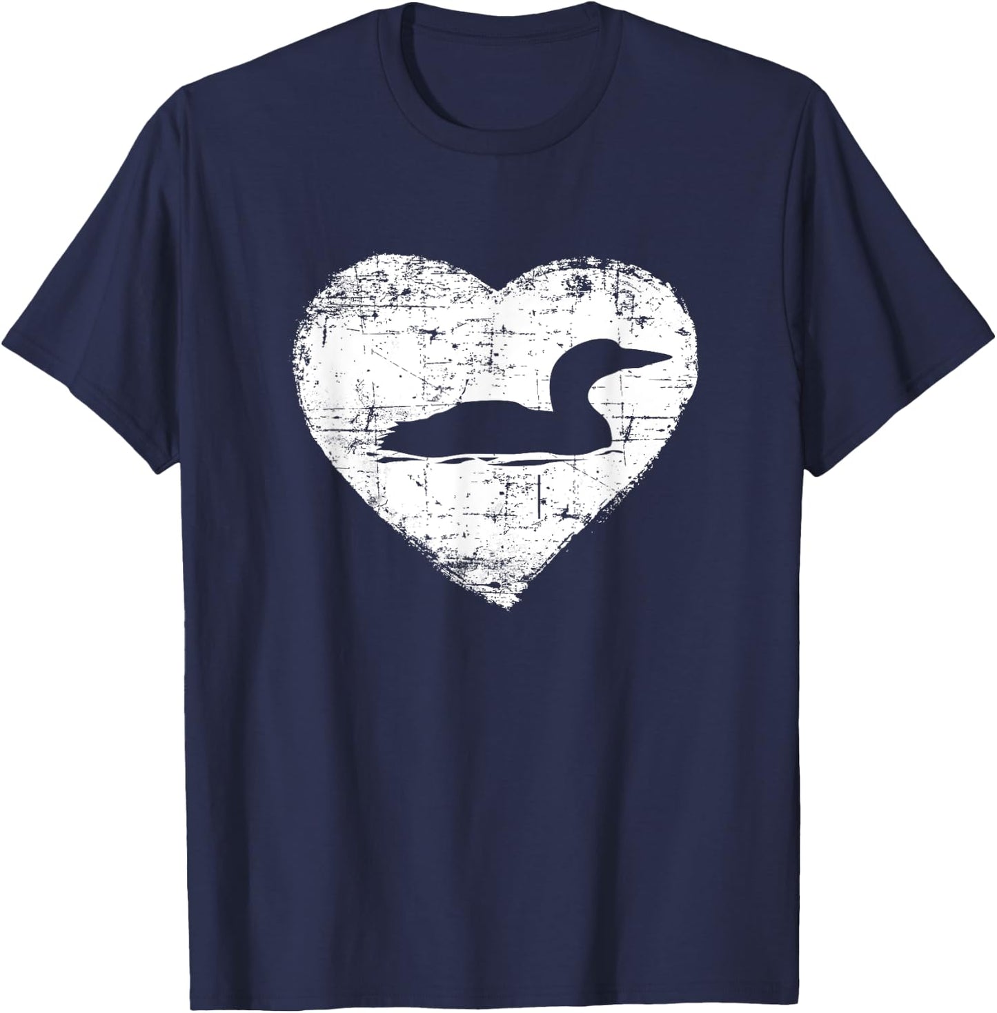 Loon | Love Loons Heart Lake Shirt T-Shirt - T-Shirt | Navy