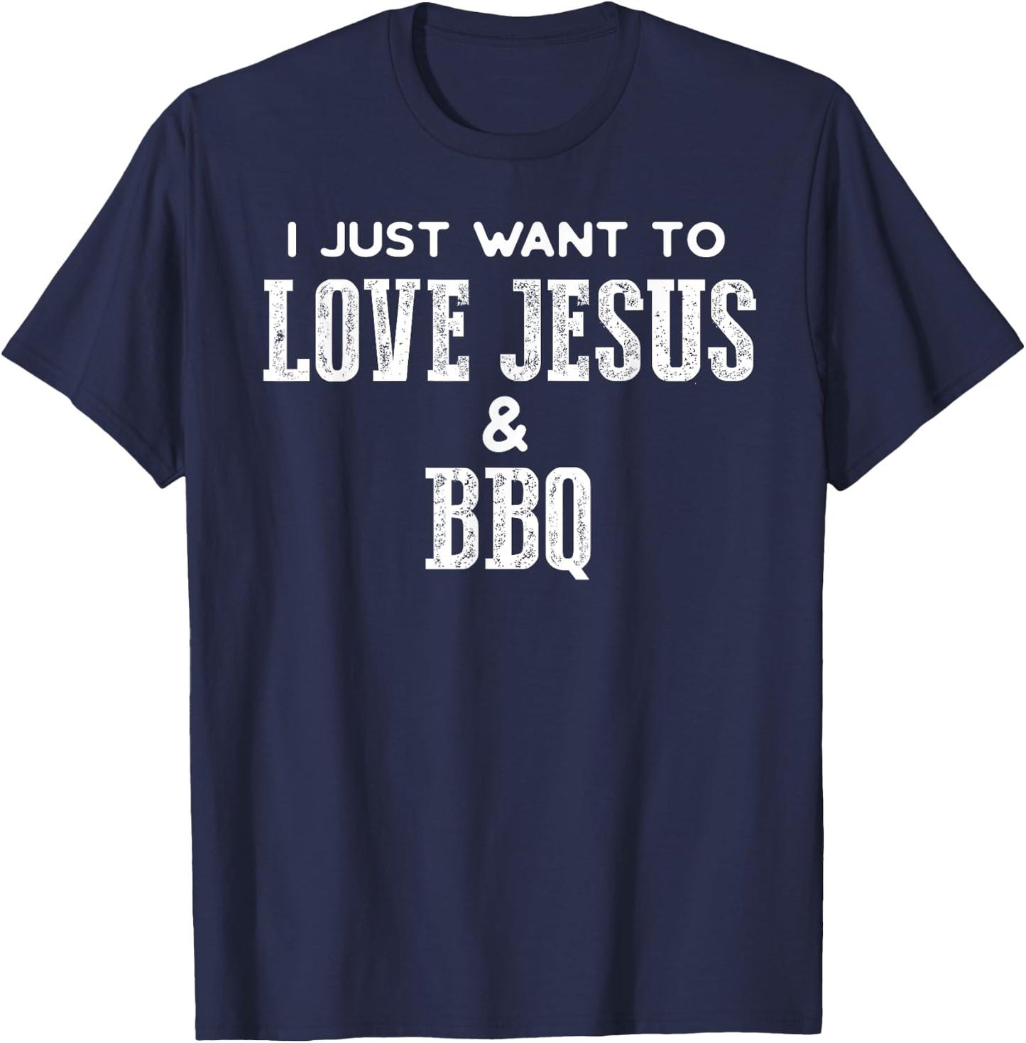 Funny Grilling T Shirt for Christian Love Jesus and BBQ T-Shirt - T-Shirt | Navy