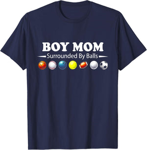 Boy Mom Surrounded By Balls T-Shirt - T-Shirt | Navy