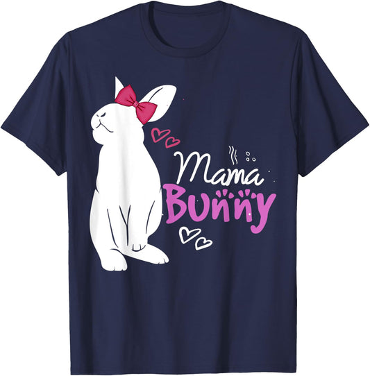 Cute Mama Bunny Gift Design Family Easter Gift T-Shirt - T-Shirt | Navy