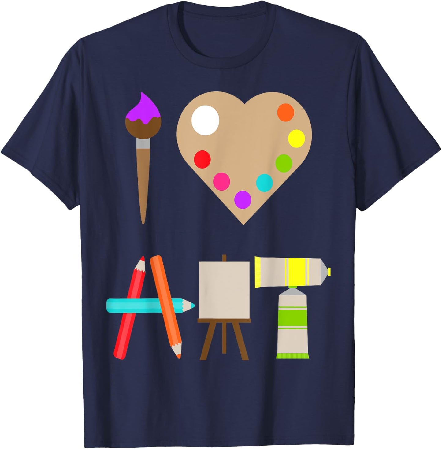 Cool I Love Art Fun Colorful Future Artist and Crafts T-Shirt - T-Shirt | Navy