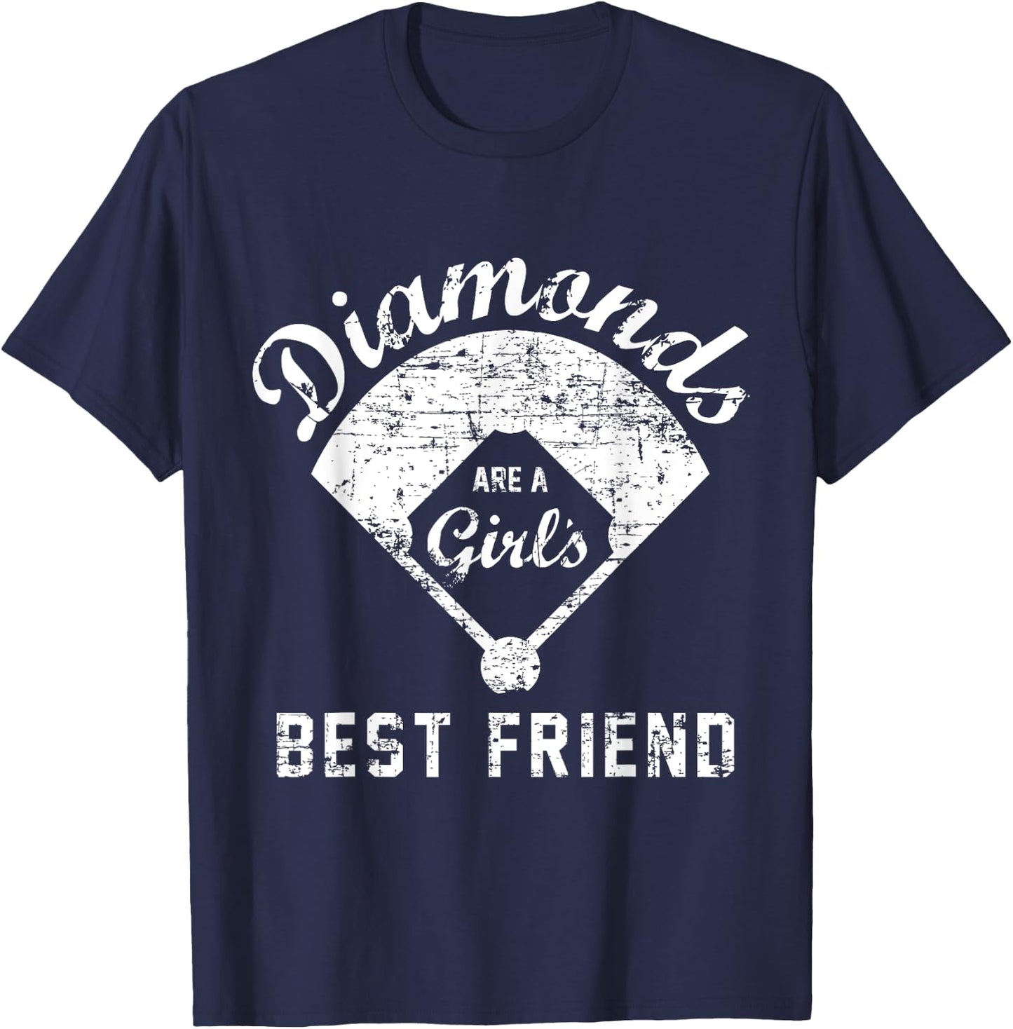 Diamonds are a Girl's Best Friend T Shirt, Softball Mom Gift T-Shirt - T-Shirt | Navy