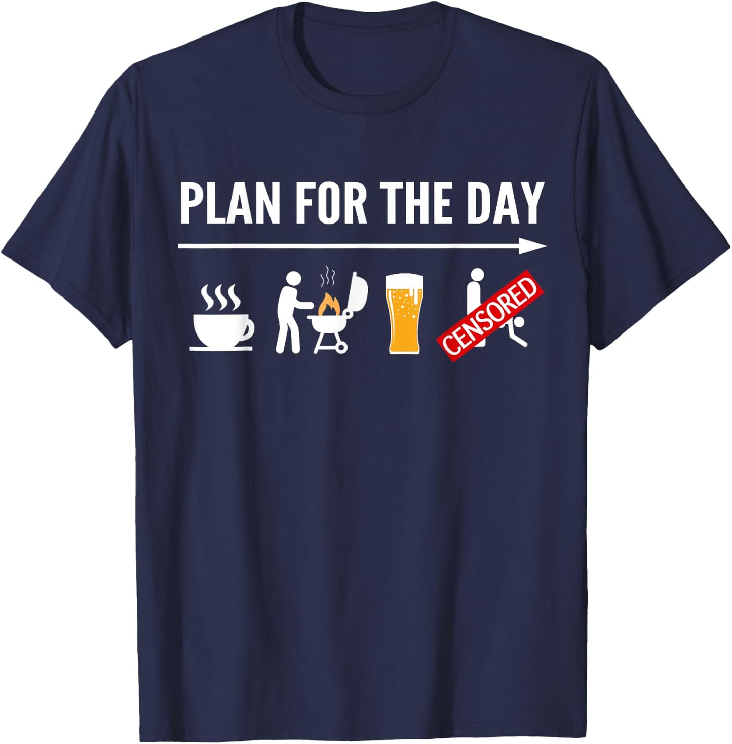 Funny BBQ Shirts Coffee, Grilling, Beer Adult Humor T-Shirt - T-Shirt | Navy