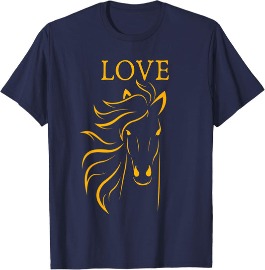 Women and Girls Stylish Love Horse Head T-Shirt - T-Shirt | Navy