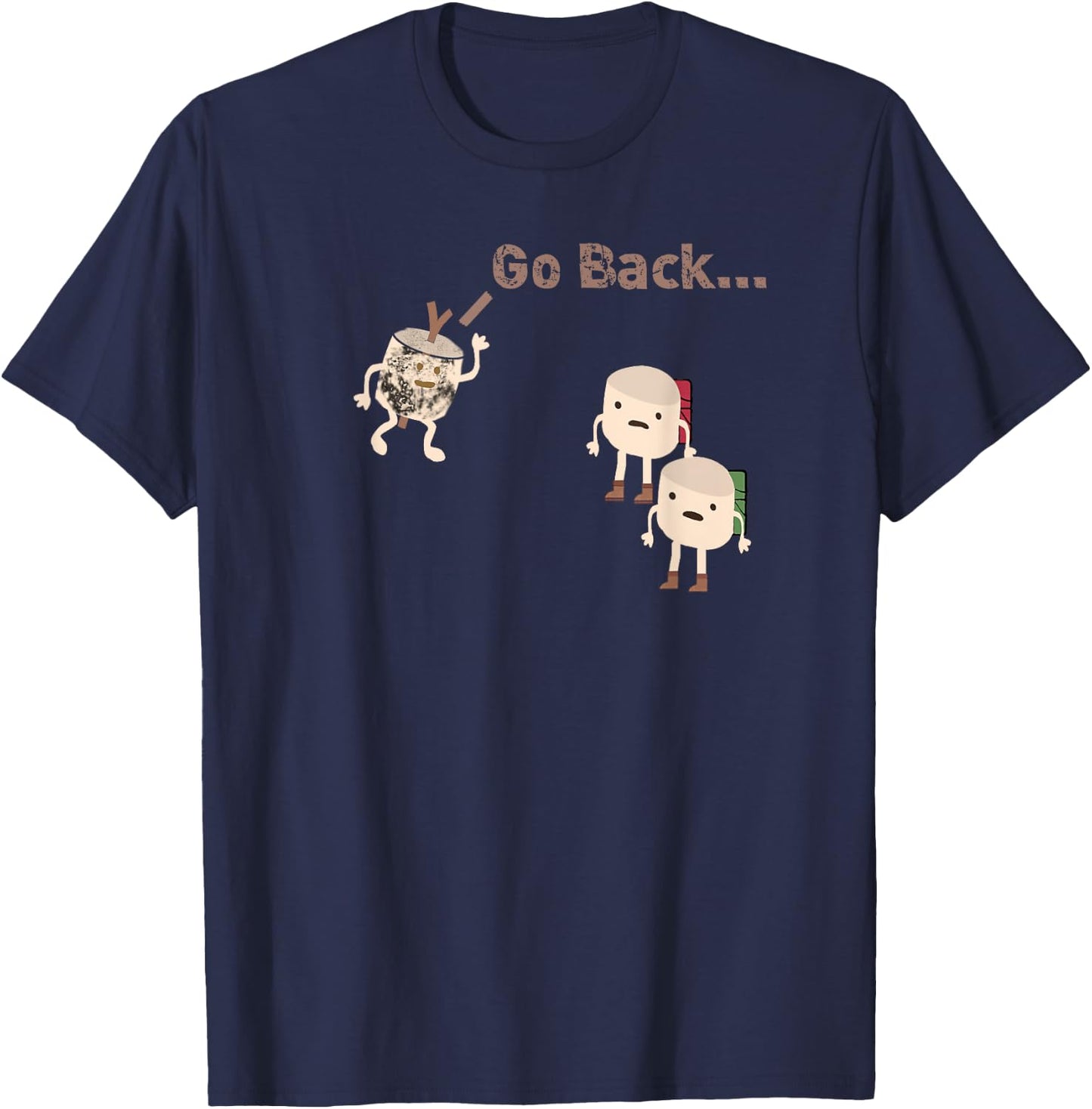 Go Back - Marshmallow Warning Campfire T-Shirt - T-Shirt | Navy