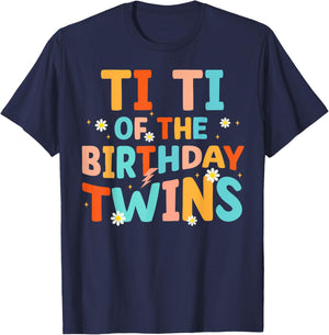 Ti Ti Of The Birthday Twins Kids Party Retro Bday T-Shirt - T-Shirt | Navy
