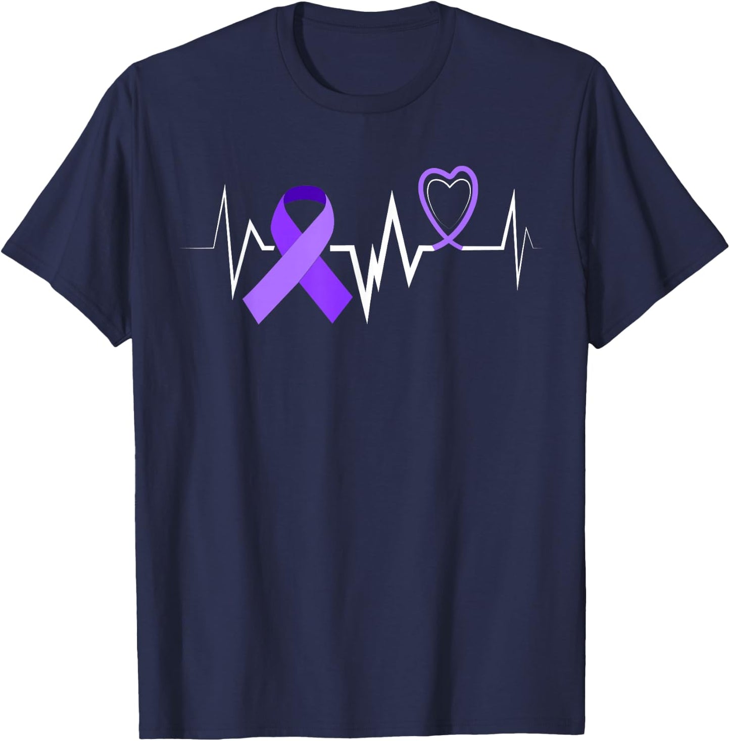 Heartbeat Products Opioid Ribbon Opioid Overdose Awareness T-Shirt - T-Shirt | Navy