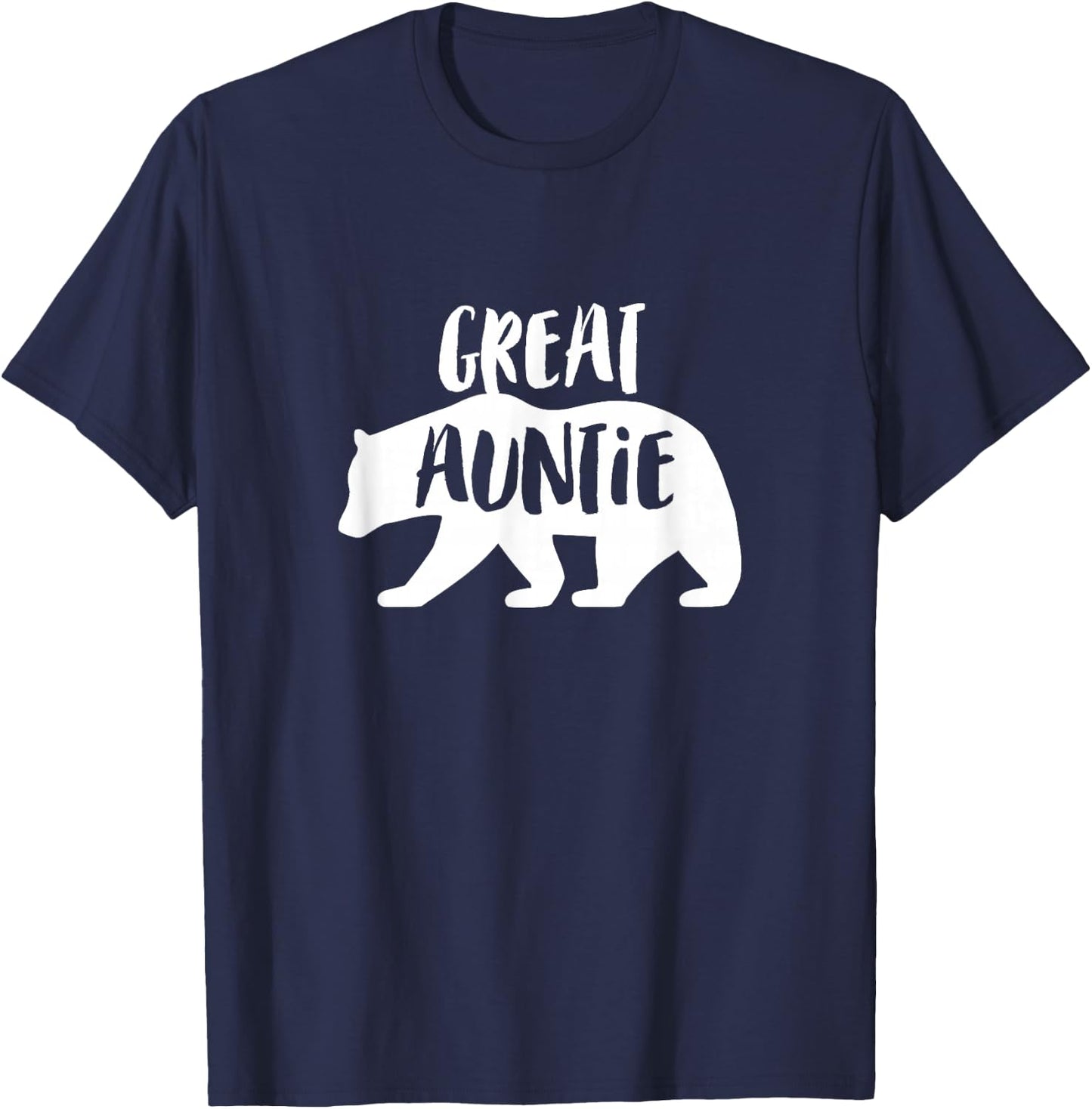 The Persnickety Owl Family Bears #2 Great Aunt Auntie Bear Women's Blue Modern Lace Embellishment Classic Fit Short Sleeve T-Shirt - T-Shirt | Navy