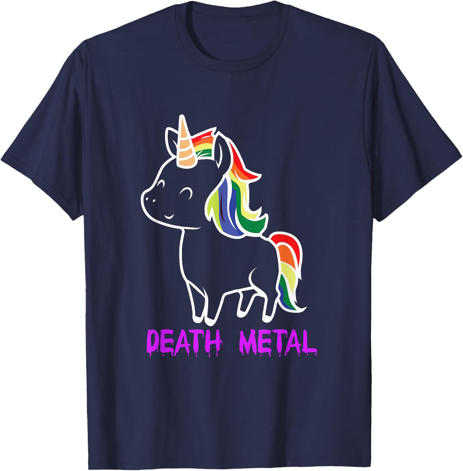 Death Metal Unicorn Music Festival Metalhead T-Shirt - T-Shirt | Navy