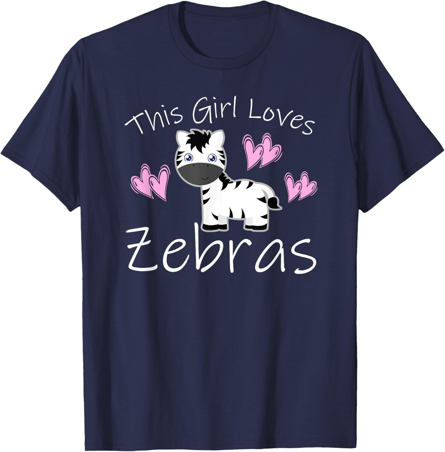 This Girl Loves Zebras Cute Zebra Lover Quote Saying Graphic T-Shirt - T-Shirt | Navy