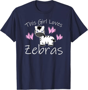 This Girl Loves Zebras Cute Zebra Lover Quote Saying Graphic T-Shirt - T-Shirt | Navy