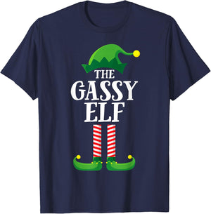 Gassy Elf Matching Family Group Christmas Party Pyjamas T-Shirt - T-Shirt | Navy