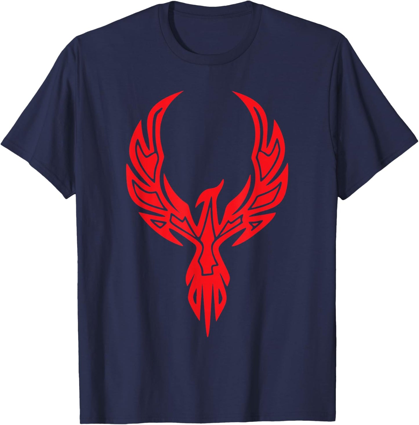 Red Phoenix Fire Bird Symbol Magic Fantasy Circle Life Sun T-Shirt - T-Shirt | Navy