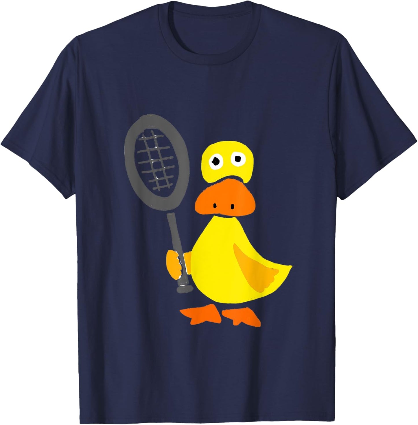 Smileteessportsa Funny Duck Playing Tennis Cartoon T-Shirt - T-Shirt | Navy