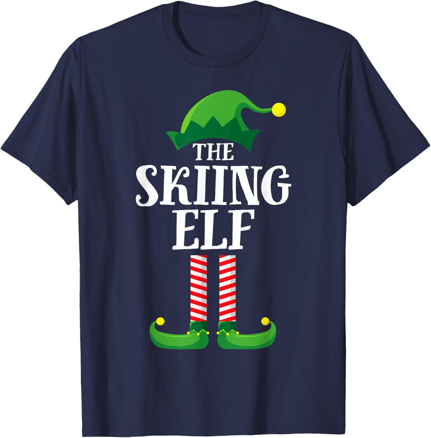 Skiing Elf Matching Family Group Christmas Party Pyjamas T-Shirt - T-Shirt | Navy