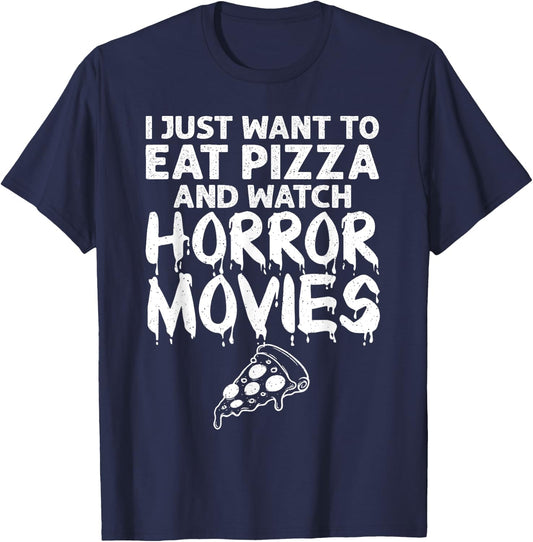 Funny Horror Movie Design Women Horror Movie Lover T-Shirt - T-Shirt | Navy