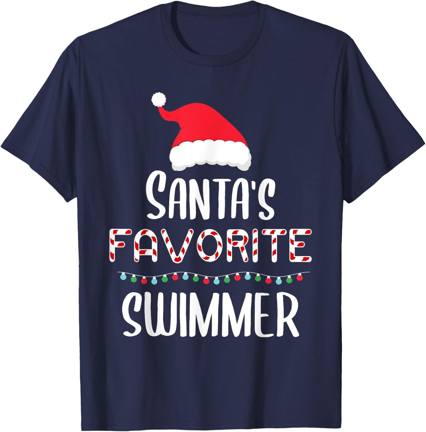 Santas Favorite Swimmer Pajamas - Funny Xmas Swimmer Costume T-Shirt - T-Shirt | Navy