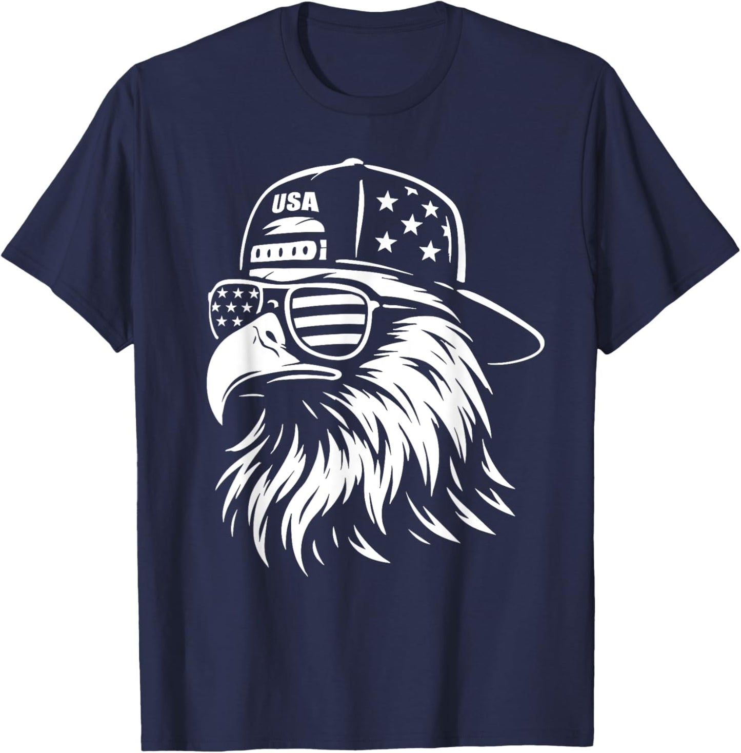 USA Eagle with Cap Patriot 4th of July 4th American Eagle T-Shirt - T-Shirt | Navy