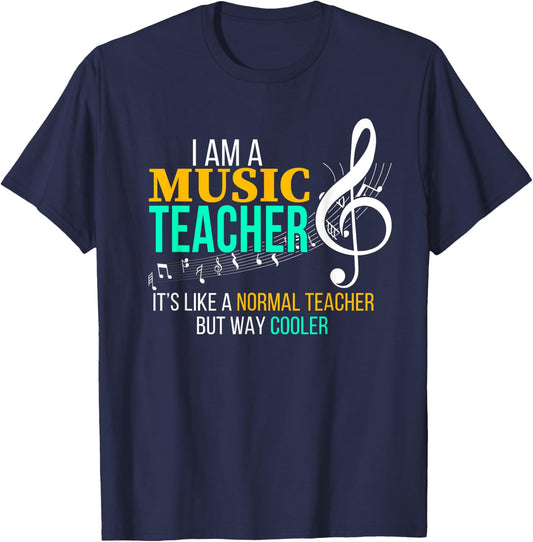 Funny Music Teacher T Shirt Music Teacher Cool Teacher Gifts Men Women Girls Kids T-Shirt - T-Shirt | Navy