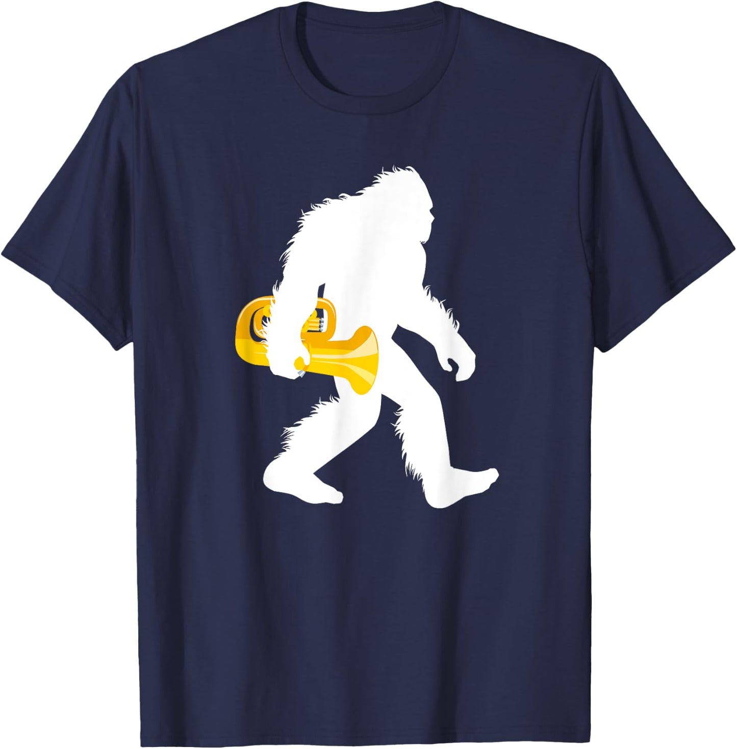 Bigfoot Carrying Tuba Shirt, Sasquatch With Tubist Gift T-Shirt - T-Shirt | Navy