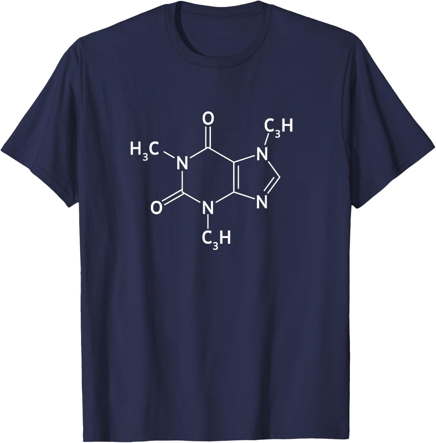Molecular Structure of Caffeine Chemistry for Coffee Lovers T-Shirt - T-Shirt | Navy