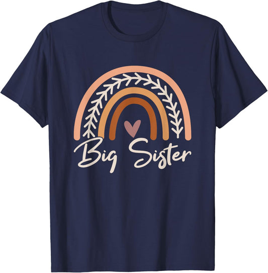 Big SIster Boho Rainbow Big SIster T-Shirt - T-Shirt | Navy