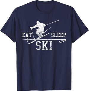 Ski Siing Eat Sleep Repeat Gift T-Shirt - T-Shirt | Navy