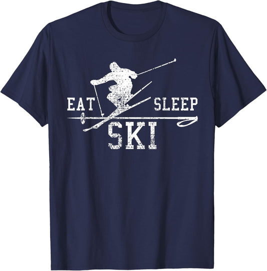 Ski Siing Eat Sleep Repeat Gift T-Shirt - T-Shirt | Navy