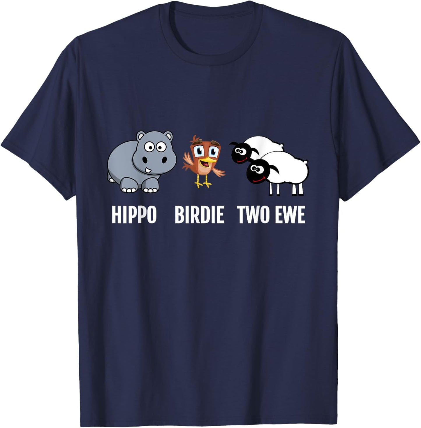 Funny Birthday Shirt Hippo Birdie Two Ewe pun T-Shirt - T-Shirt | Navy