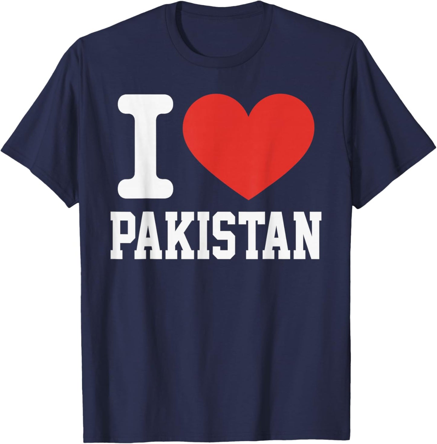 I Love Pakistan Heart Souvenir Lovers Pride Travel T-Shirt - T-Shirt | Navy