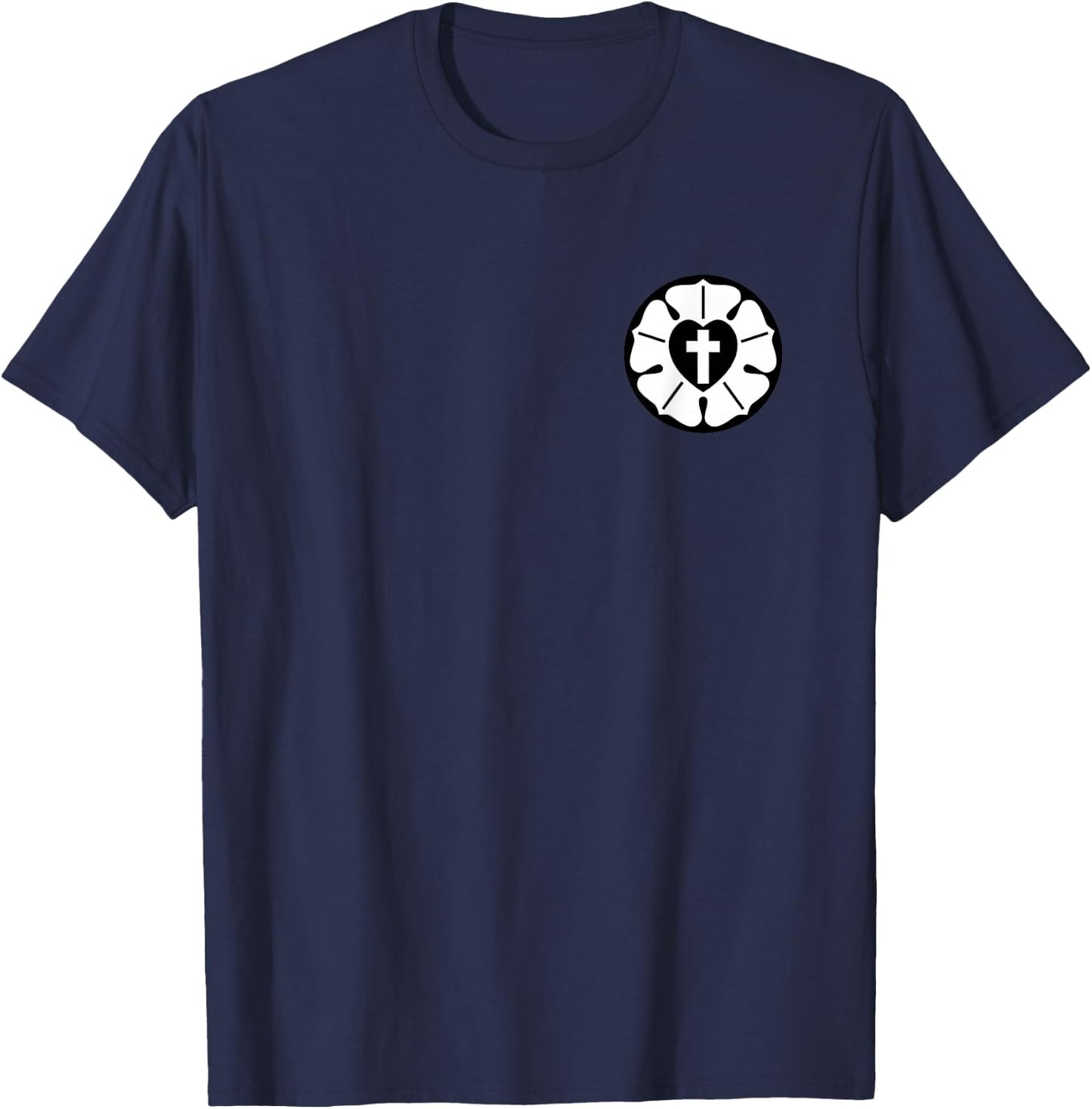Lutheran Rose - Lutheran Cross T-Shirt - T-Shirt | Navy