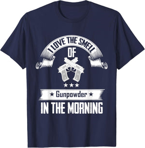 I Love The Smell Of Gunpowder In The Morning Gun T-Shirt - T-Shirt | Navy
