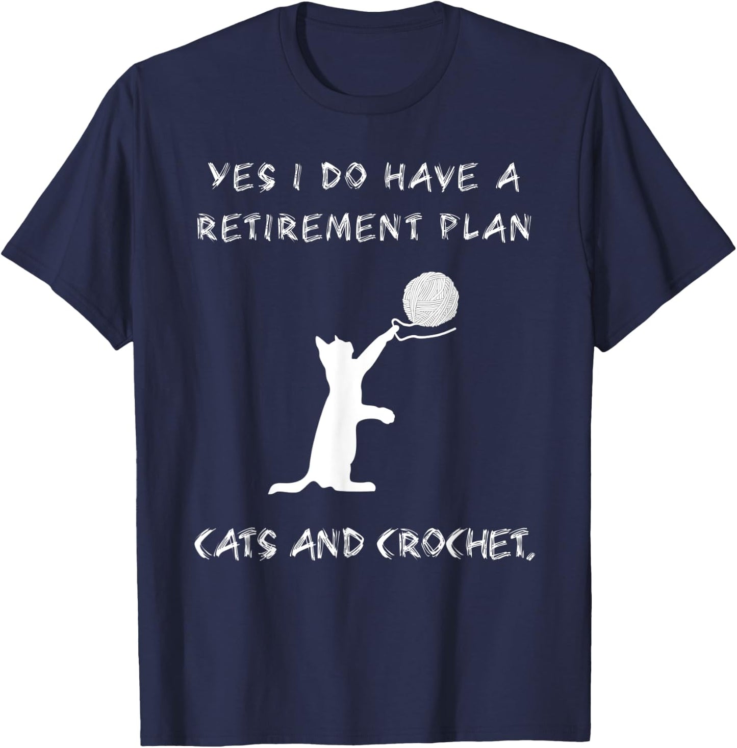Crochet Cute Cat Kitty Knitting Pet Animal Crocheting T-Shirt - T-Shirt | Navy